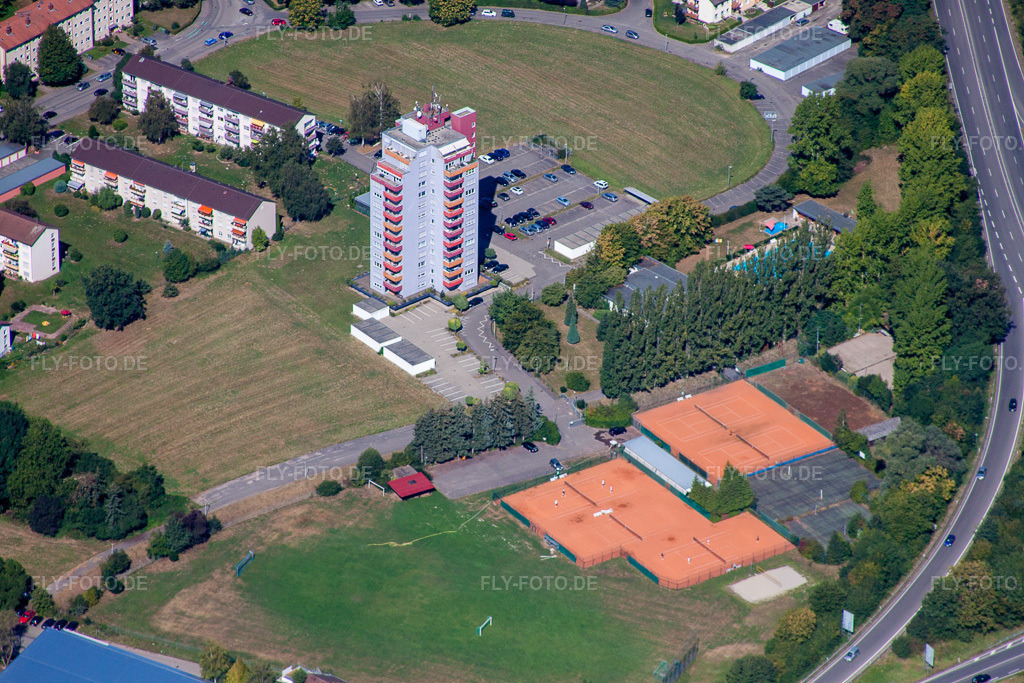 Luftbild: Burdastrasse im Ortsteil Uffhofen in Offenburg im Bundesland Baden-Württemberg in Deutschland. Foto: IMG_20827.jpg vom 31.08.2009 durch Werner Riehm/FLY-FOTO.de