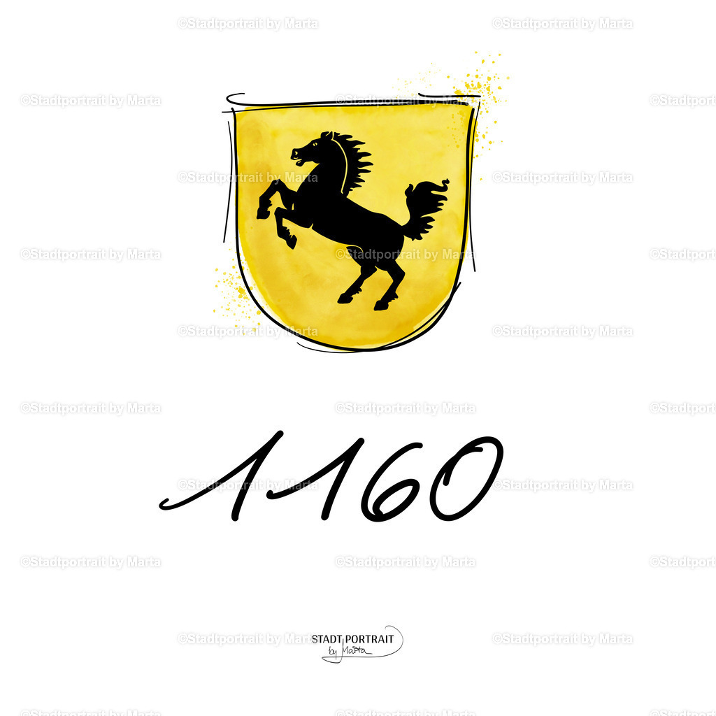 stuttgart-wappen-1160-kunstdruck-poster-wandbild | Stadtportrait by Marta