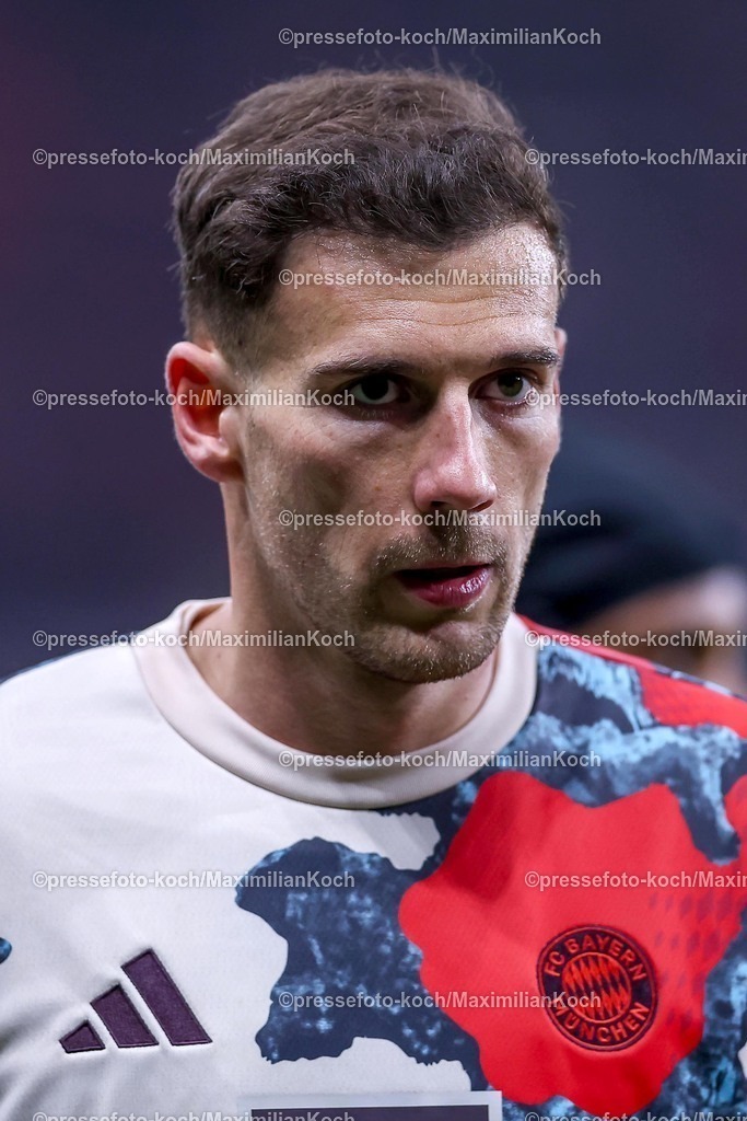 UCL11032502188 | 11.03.2025, Fußball, UEFA Champions League, Bayer 04 Leverkusen - FC Bayern München, Achtelfinale Rückspiel, BayArena, Saison 2024 2025: Leon Goretzka (FC Bayern #8)DFB regulations prohibit any use of photographs as image sequences and or quasi-video.