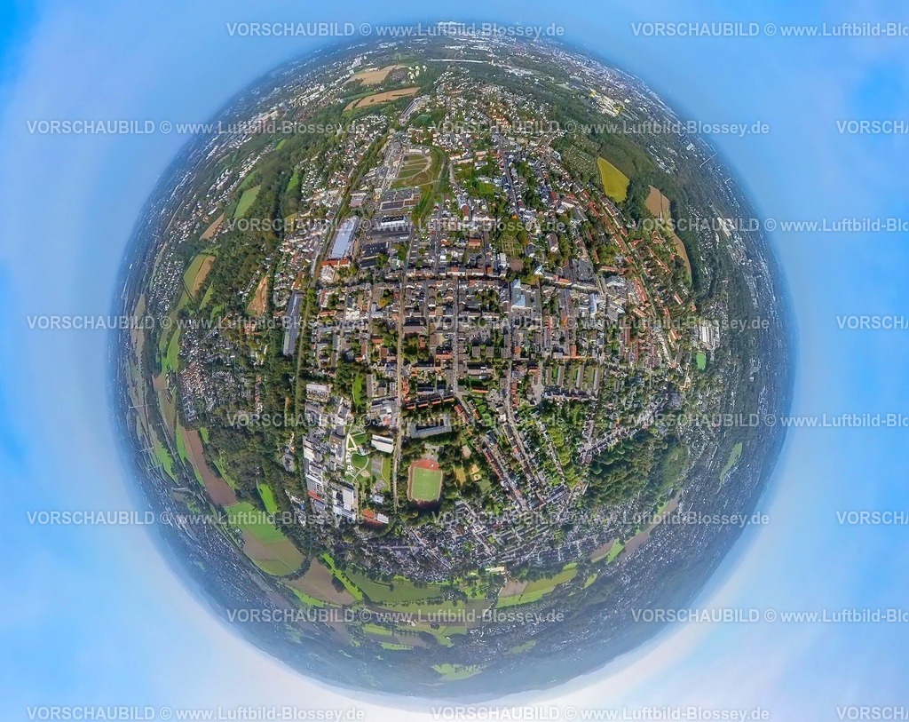 Dortmund231090025Hombruch | Luftbild, Ortsansicht Ortsteil Hombruch und Barop, Wohnen und Leben, Erdkugel, Fisheye Aufnahme, Fischaugen Aufnahme, 360 Grad Aufnahme, tiny world, Stadtbezirk Hombruch, Dortmund, Ruhrgebiet, Nordrhein-Westfalen, Deutschland