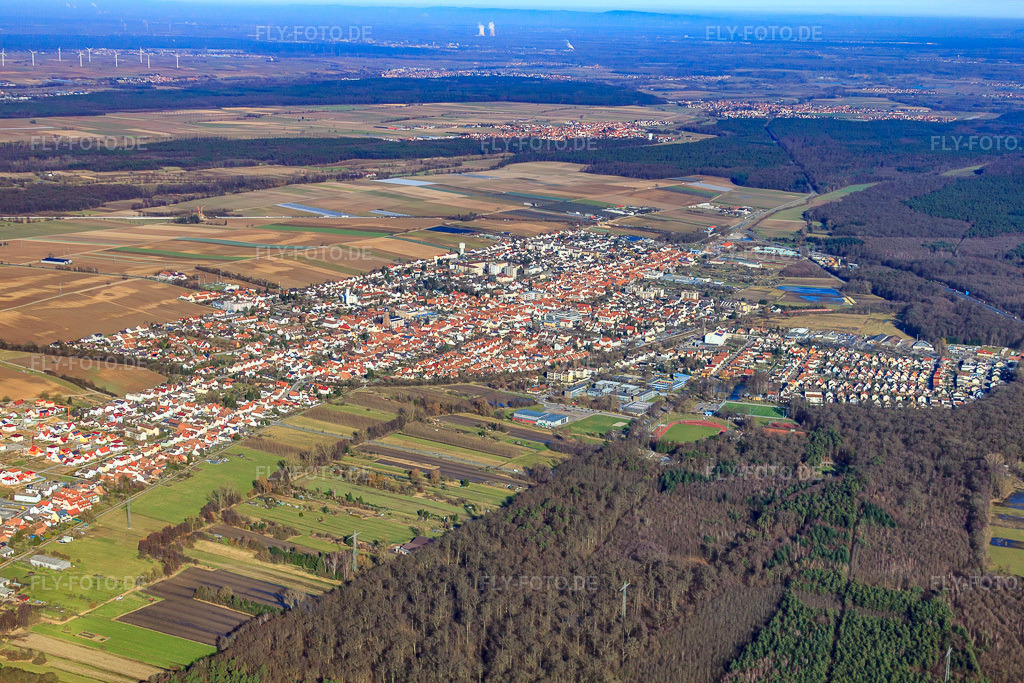 Luftbild: Stadtansicht aus Südwesten in Kandel im Bundesland Rheinland-Pfalz in Deutschland. Foto: IMG_37515.jpg vom 07.02.2011 durch Werner Riehm/FLY-FOTO.de