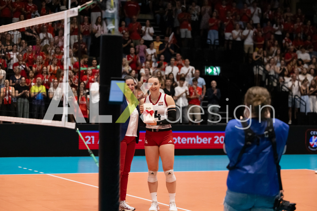 Austria v Switzerland - CEV European League Women | KRIENS, SWITZERLAND - JUNE 14: KORA MARINA SCHABERL of Austria during the CEV European League match between Austria and Switzerland at Pilatus Arena on June 14, 2026 in Kriens, Switzerland. - Realisiert mit Pictrs.com