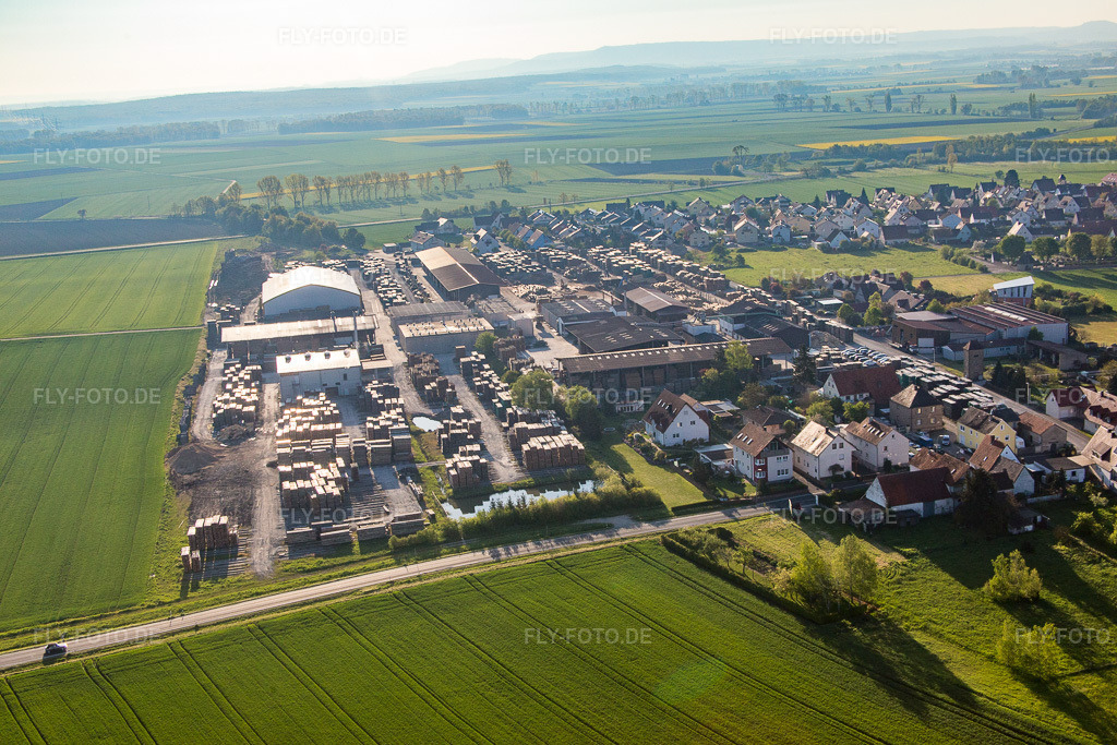 Luftbild: Gewerbegebiet im Ortsteil Unterspiesheim in Kolitzheim im Bundesland Bayern in Deutschland. Foto: IMG_087964.jpg vom 06.05.2016 durch Werner Riehm/FLY-FOTO.de