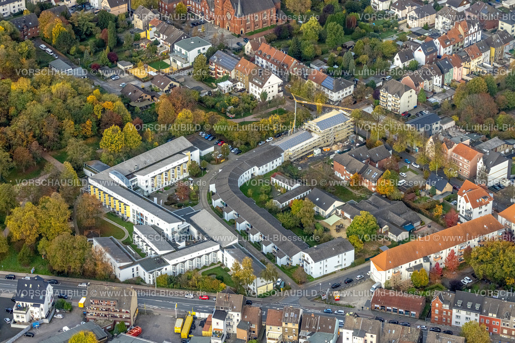 Hamm221012019 | Luftbild, Caritas-Alteneim und Pflegeheim St. Vinzenz-Vorsterhausen, kath. Kindergarten St. Josef, Baustelle Im Josefswinkel, Mitte, Hamm, Ruhrgebiet, Nordrhein-Westfalen, Deutschland