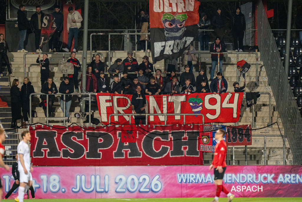 SG Sonnenhof Grossaspach vs. TSV Steinbach Haiger, Fussball, Regionalliga Suedwest, 25. Spieltag, 20.03.2026 | Fans SGS,SG Sonnenhof Grossaspach vs. TSV Steinbach Haiger, Fussball, Regionalliga Suedwest, 25. Spieltag, 20.03.2026Foto: photosbyphips/Philip Ziegler