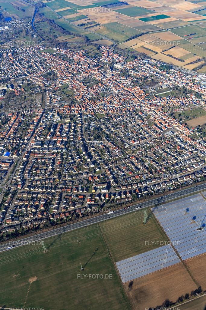 Stadtübersicht aus Osten | Luftbild: Stadtübersicht aus Osten in Rülzheim im Bundesland Rheinland-Pfalz in Deutschland. Foto: IMG_125722.jpg vom 02.03.2021 durch Werner Riehm/FLY-FOTO.de - Realisiert mit Pictrs.com
