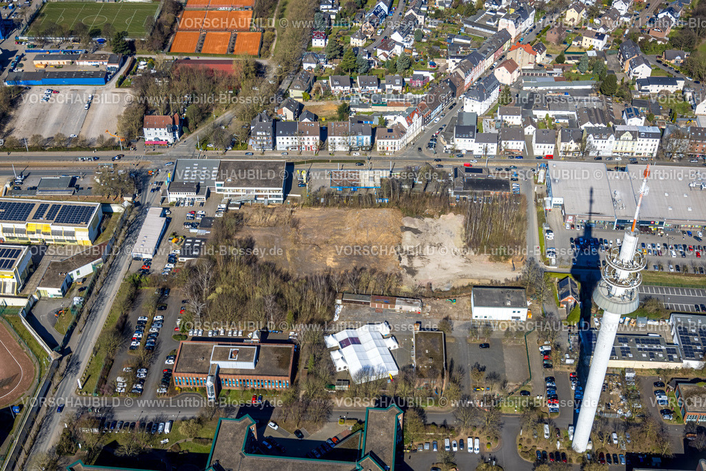 Bochum250301717 | Luftbild, Deutsche Telekom Gelände mit Baustelle und Fernmeldeturm, Grumme, Bochum, Ruhrgebiet, Nordrhein-Westfalen, Deutschland