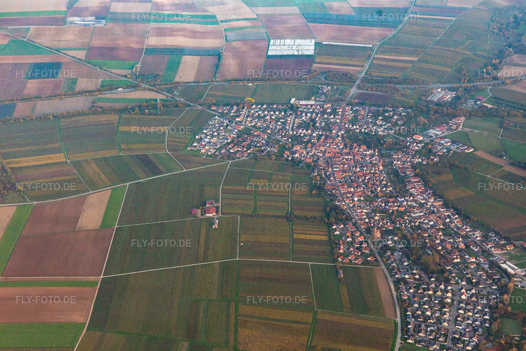 Ortsansicht von Westen | Luftbild: Ortsansicht von Westen in Insheim im Bundesland Rheinland-Pfalz in Deutschland. Foto: IMG_144085.jpg vom 09.11.2024 durch ©2025 Werner Riehm fly-foto.de/copyright - Realisiert mit Pictrs.com