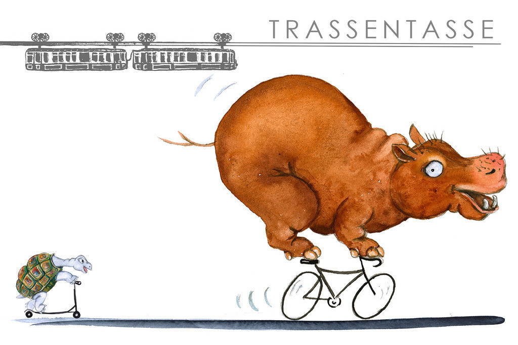 Trassentasse | Stadtposter - Städteposter - Einzigartige Poster von vielen deutschen Städten und Sehenswürdigkeiten. Im stylischen Aquarell-Design von Anja Thams, mit Stadtplan im Hintergrund. Als Wandbild, Poster und Fine-Art. - Realisiert mit Pictrs.com