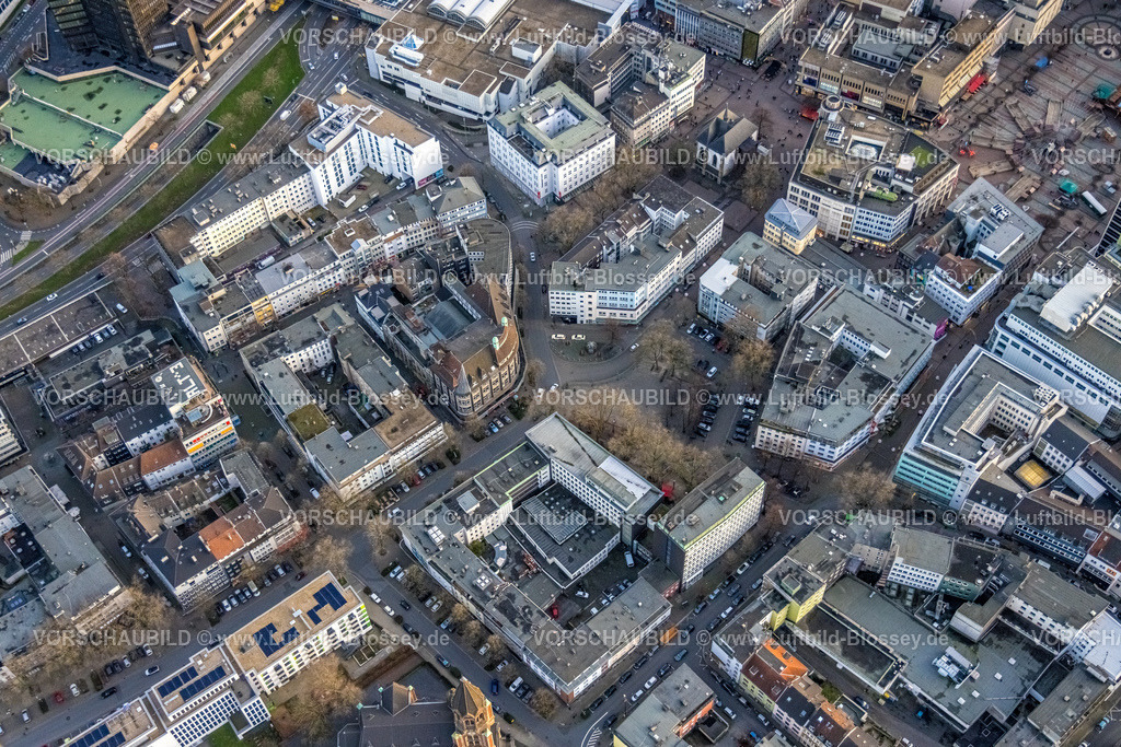 Essen230101830 | Luftbild, Flachsmarkt und Am Porscheplatz, Stadtkern, Essen, Ruhrgebiet, Nordrhein-Westfalen, Deutschland