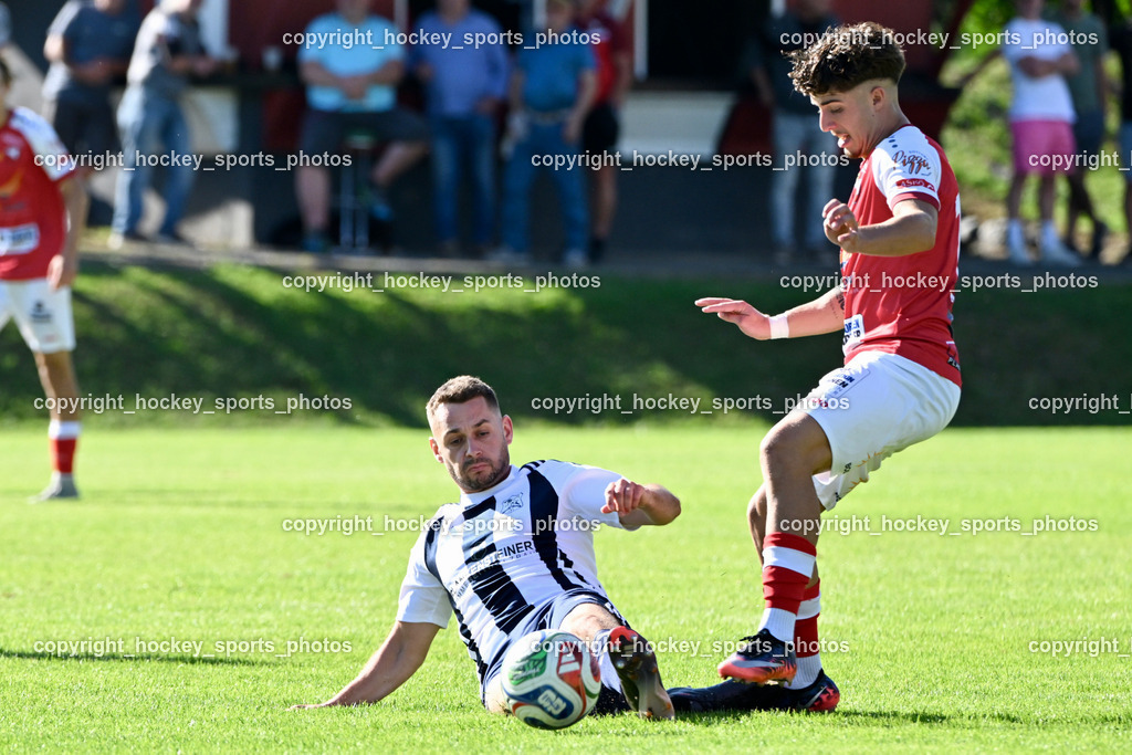 ATUS Nötsch vs. FC Dölsach | #24 Pascal Obergantschnig FC Dölsach, #17 Alessandro Ventre ATUS Nötsch, ATUS Nötsch vs. FC Dölsach, ATUS Nötsch vs. FC Dölsach am 23.08.2026 in Nötsch (Sportplatz Nötsch), Austria, (Photo by Bernd Stefan)