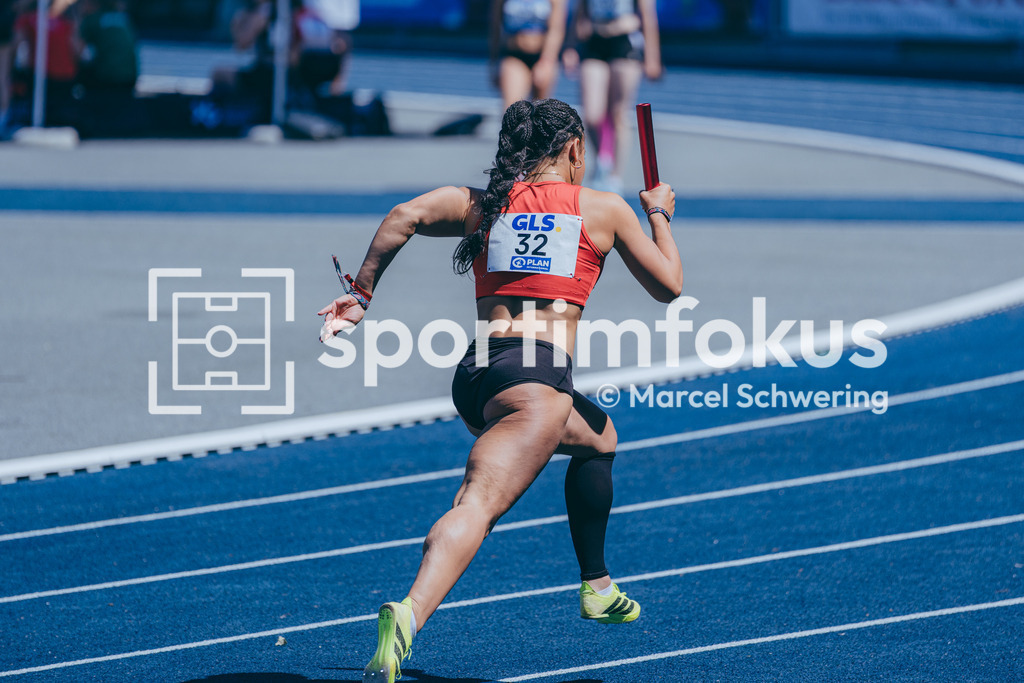 Deutsche Meisterschaften U20 / U16 2026 | Maellys Franziska Alferi, LG Region Karlsruhe, 32, 4x100-Meter-Staffel, Deutsche Meisterschaften der U20 &amp; U16 2026, Lohrheidestadion Bochum-Wattenscheid, 10.07.2026. Foto: Marcel Schwering / sportimfokus - Realisiert mit Pictrs.com