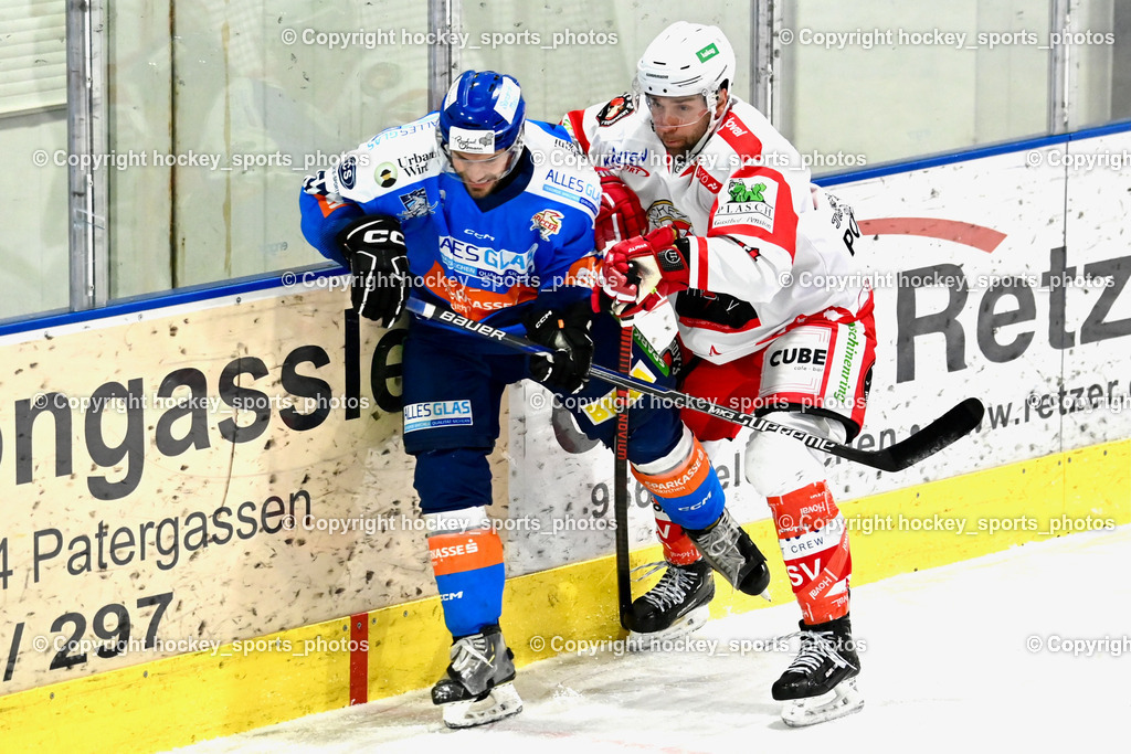 ESC Sparkasse Steindorf vs. ESV Ferlach | #57 Wilfan Franz ESC Steindorf, #21 Kreuter David ESV Ferlach, ESC Sparkasse Steindorf vs. ESV Ferlach, ESC Sparkasse Steindorf vs. ESV Ferlach am 22.02.2026 in Steindorf  (Ossiachersee Halle ), Austria, (Photo by Bernd Stefan)