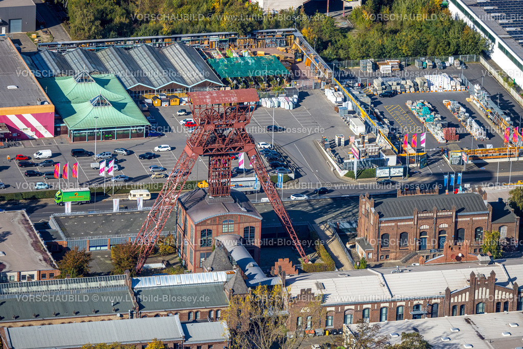 Moers221004097 | Luftbild, Gewerbegebiet Rheinpreußenpark, ehemalige Zeche Rheinpreußen, Förderturm, Moers-Hochstraß, Moers, Ruhrgebiet, Nordrhein-Westfalen, Deutschland