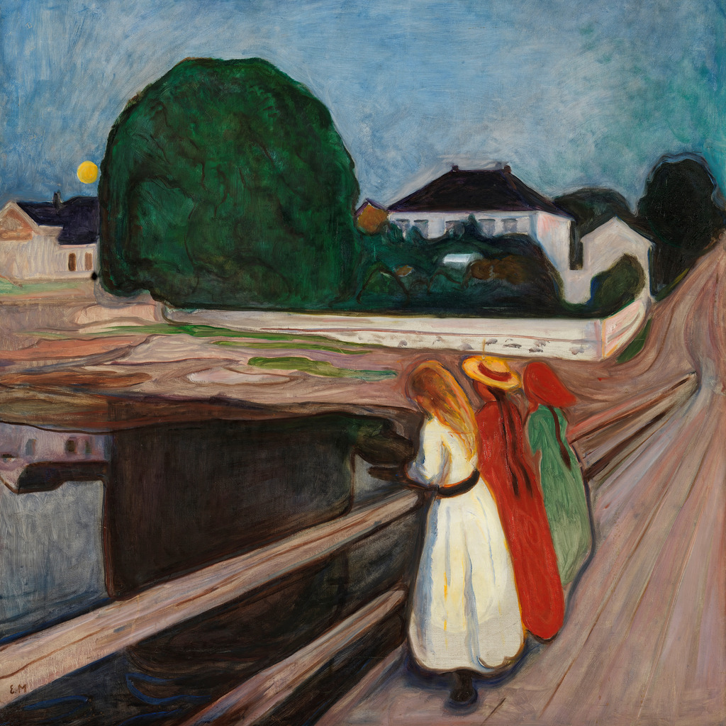2502021 - Edvard Munch - Mädchen auf der Brücke | Moderne Wandbilder auf Leinwand, Acylglas, Alu-Dibond oder als Poster. Tauchen Sie ein in die Welt KI-generierter Kunstwerke - entdecken Sie hochwertige Kunstdrucke unserer Gemälde, Illustrationen und fotorealistischen Motive.