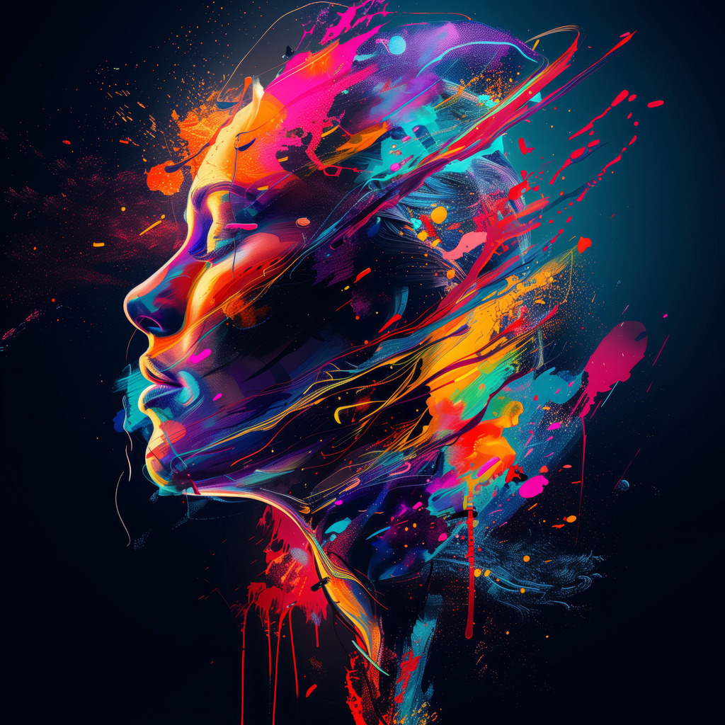 2406055 - Creative Mind | Abstraktes farbenfrohes Porträt im Gemäldestil.