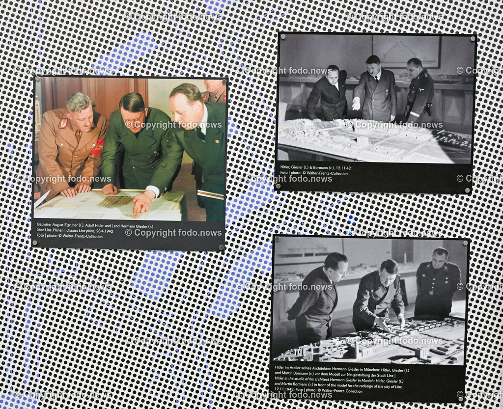 Lentos Kunstmuseum_ Die Reise der Bilder_ Hitlers Kulturpolitik_ 19.03.2024-8 | 19.03.2024, Linz, AUT, Lentos Kunstmuseum, Die Reise der Bilder, Hitlers Kulturpolitik, Kunsthandel und Einlagerungen in der NS-Zeit im Salzkammergut, im Bild Ausstellung, Sammlung, Leihgaben, Bilder, Kunstwerke

Architektonische Planungen zum Fuehrermuseum