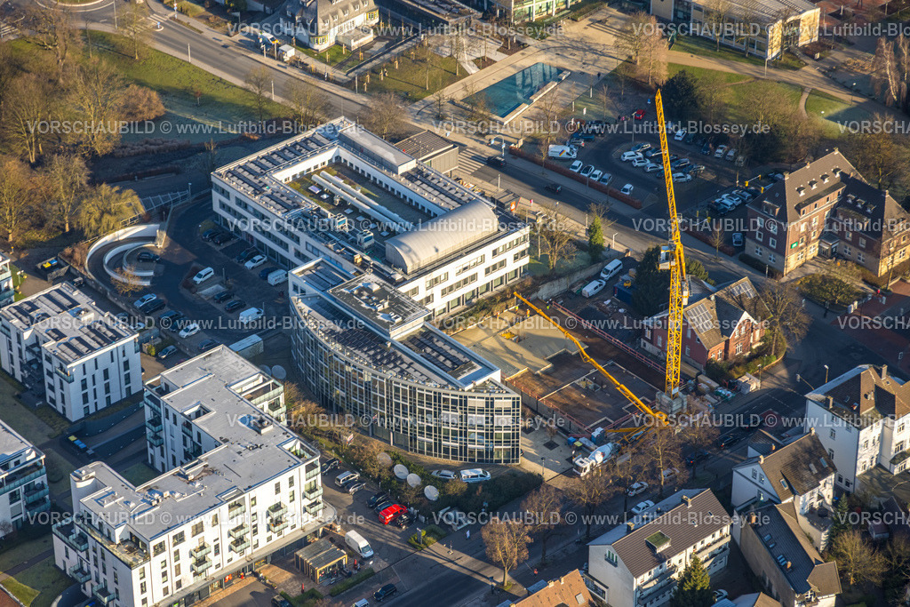 Luenen260100069 | Luftbild, Hauptstelle Sparkasse an der Lippe mit Baustelle und Baukran, Lünen, Ruhrgebiet, Nordrhein-Westfalen, Deutschland