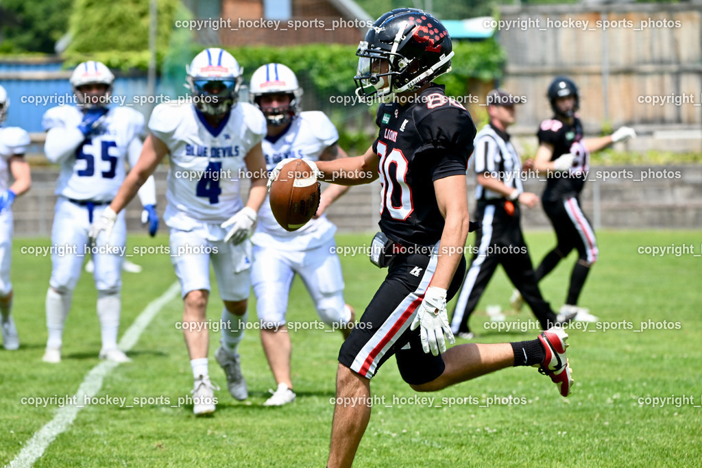 Carinthian Lions vs. Cineplexx Blue Devils | #80 Pacella Alessandro Carinthian Lion, Carinthian Lions vs. Cineplexx Blue Devils, Carinthian Lions vs. Cineplexx Blue Devils am 09.06.2025 in Klagenfurt (ASV Sportplatz), Austria, (Photo by Bernd Stefan)