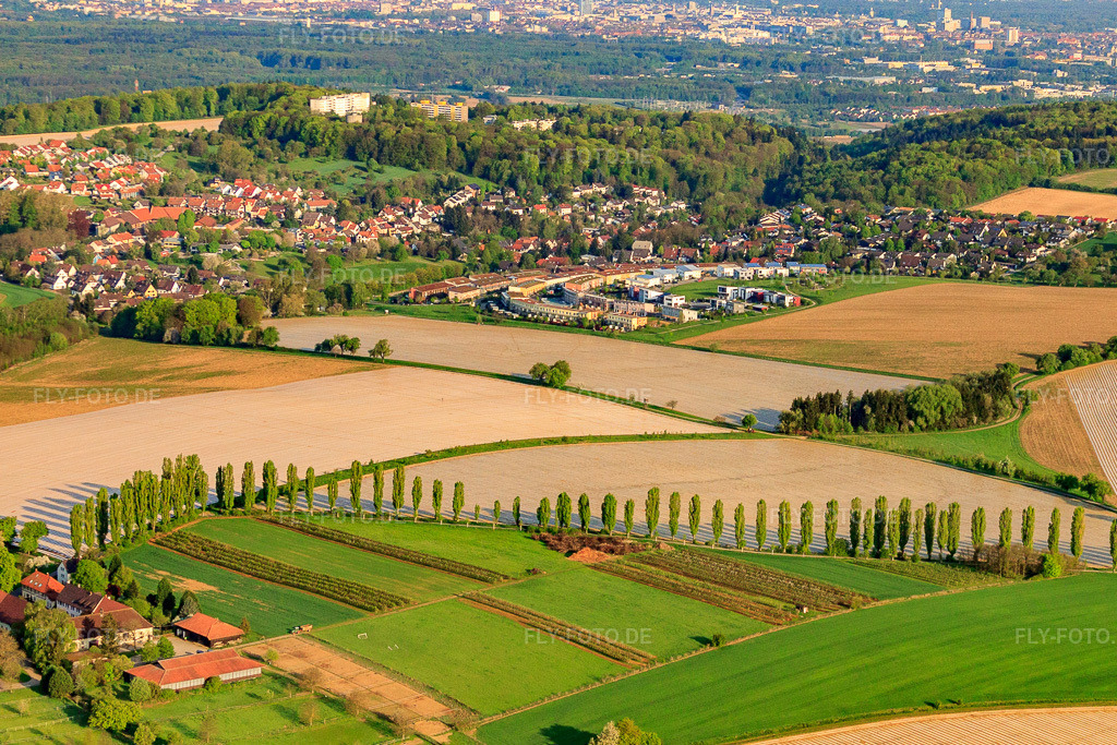 Luftbild: Ortsansicht im Ortsteil Hohenwettersbach in Karlsruhe im Bundesland Baden-Württemberg in Deutschland. Foto: IMG_26588.jpg vom 28.04.2010 durch Werner Riehm/FLY-FOTO.de