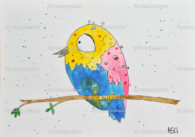 The ArtCreator--5 | Kunstdruck von handgemalter Postkarte. | Art print from hand painted postcard. - Realisiert mit Pictrs.com