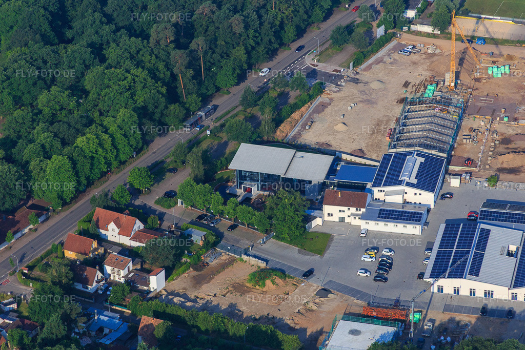 Luftbild: Quartier Lanzet aus Westen mit Baustelle für Neuebau EDEKA Albrecht und Hagebau Kompakt - Gillet Baustoffe GmbH in Herxheim bei Landau im Bundesland Rheinland-Pfalz in Deutschland. Foto: IMG_080699.jpg vom 12.06.2015 durch Werner Riehm/FLY-FOTO.deWWW.EDEKA.DE