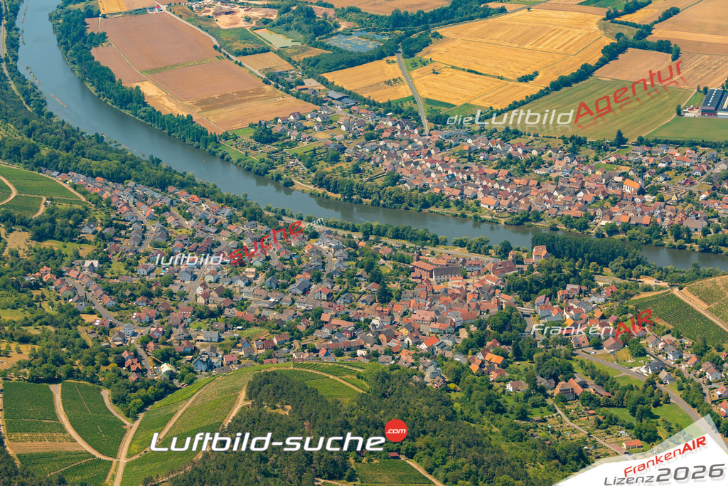 Das Luftbild zeigt : Homburg am Main Triefenstein - Die Luftaufnahme wurde 2023 vom UL-Flugzeug aus erstellt ( keine Drohne ) - Hochauflösende Luftaufnahme - Für grossformatige Ausdrucke geeignet. Die Geschenkidee !Mit Lizenz und Bildrechte bestellbar