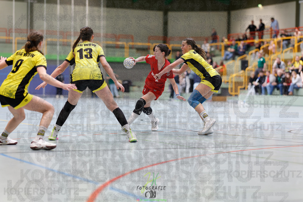 Hessenmeisterschaft wJC - Finale; HSG Kleenheim - HSG Weiterstadt/ Braunsh.Worf. | Hessenmeisterschaft wJC - Finale; HSG Kleenheim - HSG Weiterstadt/ Braunsh.Worf. am 22.03.2025 in Biedenkopf (Sporthalle Lahntalschule)Photo © 2025 - Jörg Heinrich - Realisiert mit Pictrs.com