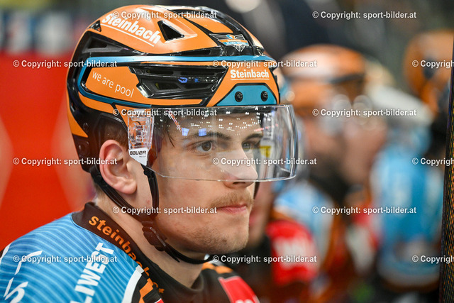 AUT, ICE, Black Wings Linz (AUT) vs Asiago Hockey (ITA) | 01.10.2024, Eishalle Linz, AUT, ICE Eishockey Liga, Black Wings Linz (AUT) vs Asiago Hockey (ITA), im Bild Patrick Soellinger of Steinbach Black Wings Linz// ICE win2day Hockey League Match between Black Wings Linz (AUT) vs Asiago Hockey (ITA) in Linz, Austria on 2024/10/01