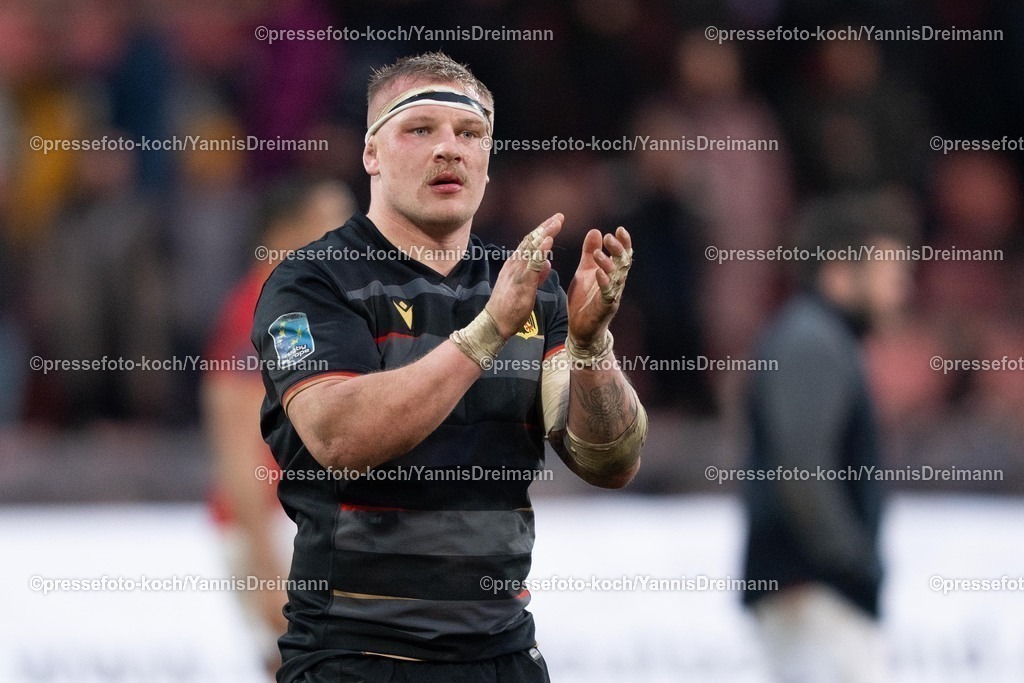 YDR1602250101053 | 16.02.2025, xydrx, Rugby Europe Championship, Deutschland - Belgien, 15er Männer, Auestadion Kassel: Luis Ball (Deutschland #4) enttäuscht, Spielschluss