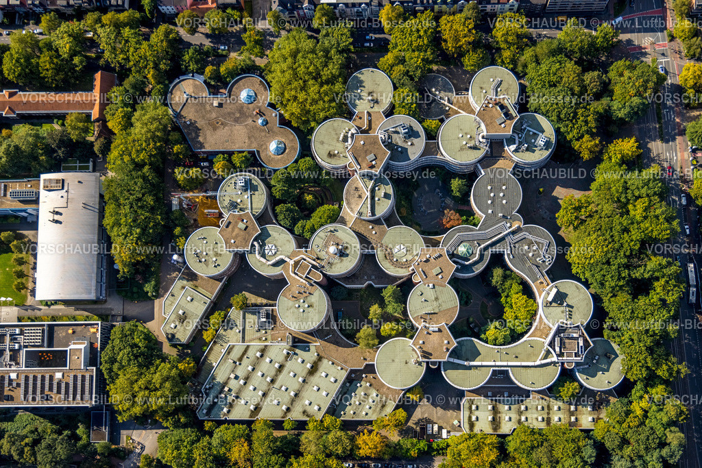 Duisburg241004604 | Luftbild, Universität Duisburg-Essen, kreisrunde Gebäude, Neudorf-Nord, Duisburg, Ruhrgebiet, Nordrhein-Westfalen, Deutschland