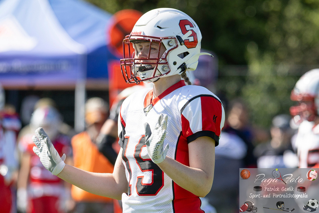 GFLW 1: German Football League Women 1: Rodgau Pioneers Ladies - Stuttgart Scorpions Sisters, 07.06.2026 | Maren Gruber (Stuttgart Scorpions Sisters #19), Freisteller, Portrait / Porträt, Rodgau Pioneers Ladies - Stuttgart Scorpions Sisters, Rodgau, Maingau-Energie-Stadion "Am Weichsee", 7.6.2026 - Realisiert mit Pictrs.com