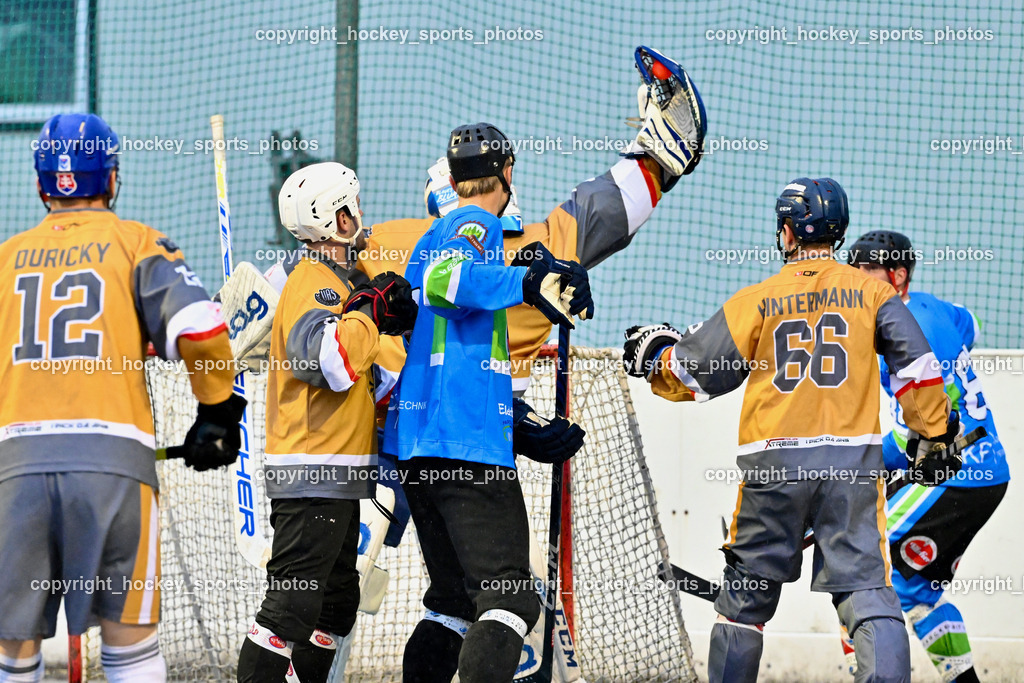ASKÖ Ballhockey Villach vs. VAS Ballhockey | #70 Moser Lukas, #66 Hintermann Daniel, ASKÖ Ballhockey Villach vs. VAS Ballhockey, ASKÖ Ballhockey Villach vs. VAS Ballhockey am 08.05.2024 in Villach (Sportplatz Landskron), Austria, (Photo by Bernd Stefan)