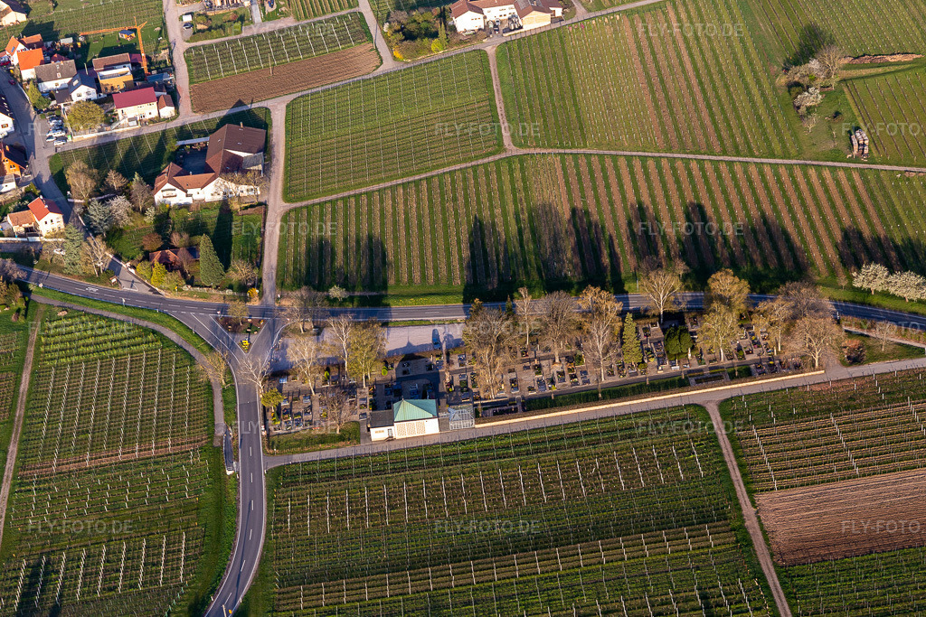 Luftbild: Friedhof in Frankweiler im Bundesland Rheinland-Pfalz in Deutschland. Foto: IMG_126285.jpg vom 04.04.2021 durch Werner Riehm/FLY-FOTO.de