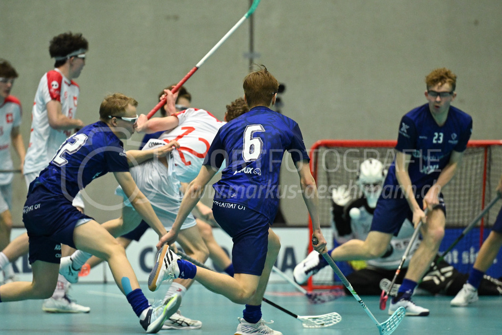 Switzerland U19 vs Finland U19 - 3. February 2024 | Switzerland U19 vs Finland U19
U19 Men International Matches in Switzerland
GoEasy Arena, Siggenthal Station
Switzerland defender #12 Janik Kürschner shoots.
Credit: Markus Aeschimann | <a href="https://www.markus-aeschimann.ch">Sportfotografie Markus Aeschimann</a> | <a href="https://www.instagram.com/sportfotografie.aeschimann">@sportfotografie.aeschimann</a> - Realisiert mit Pictrs.com