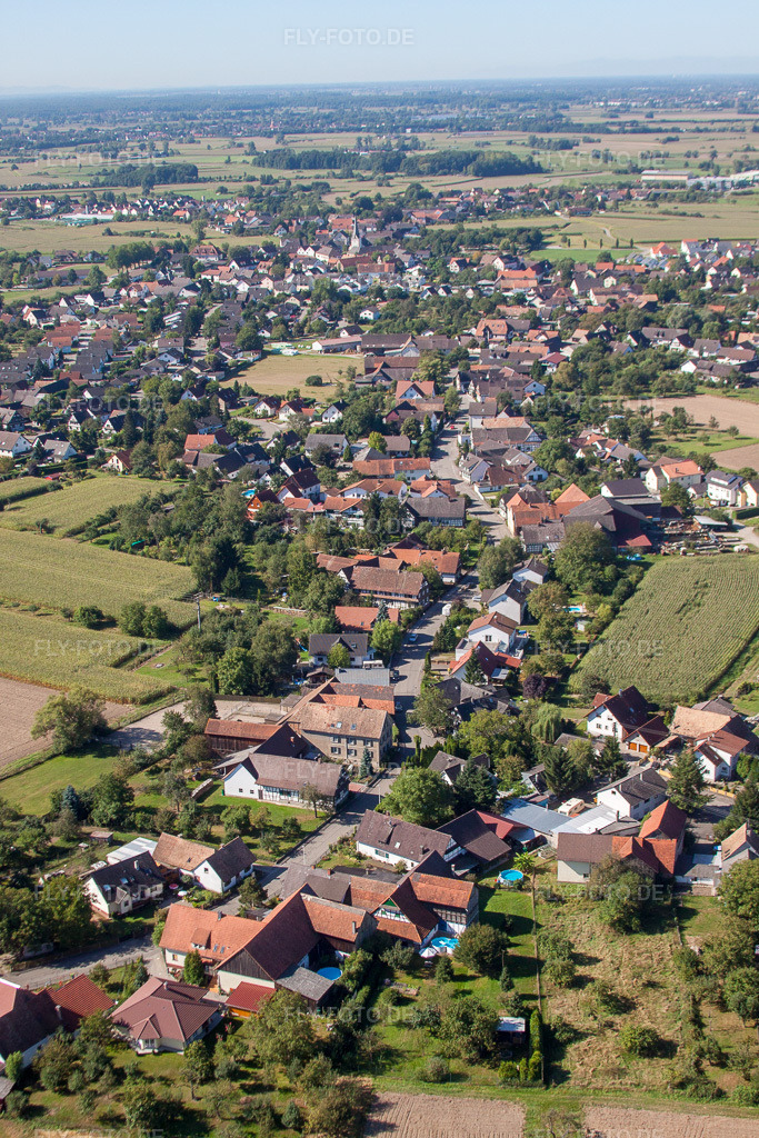Luftbild: Bolzhurststr im Ortsteil Legelshurst in Willstätt im Bundesland Baden-Württemberg in Deutschland. Foto: IMG_20660.jpg vom 31.08.2009 durch Werner Riehm/FLY-FOTO.de