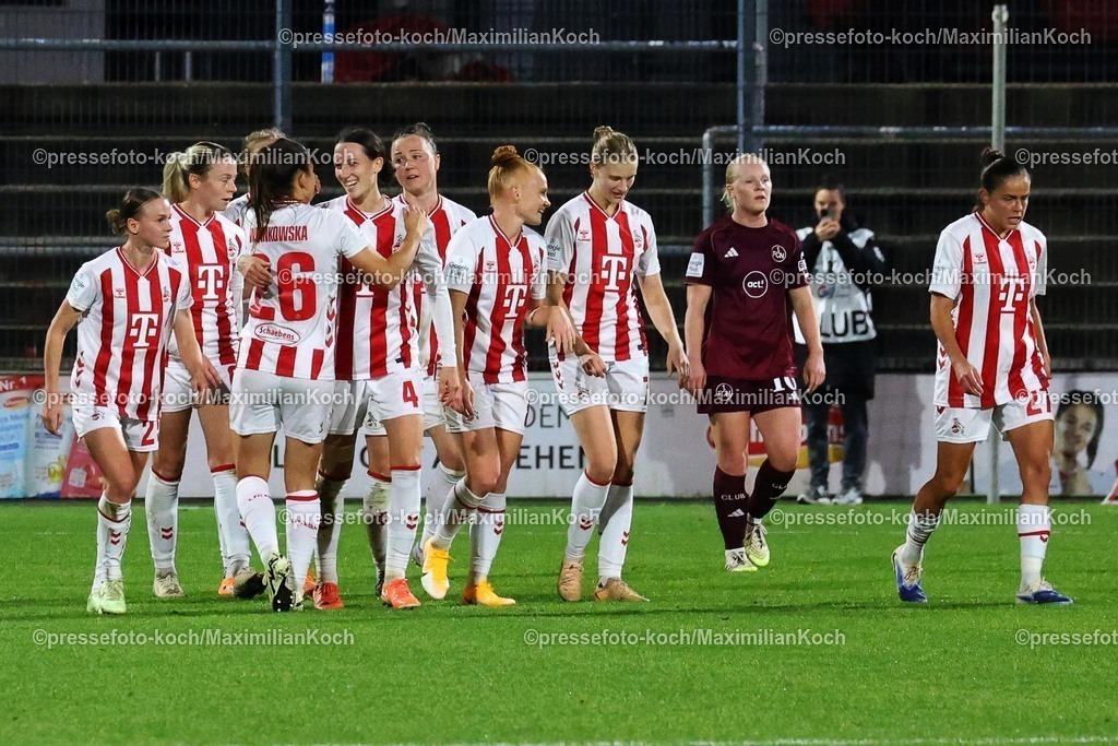 xSSCx31102501040 | 21.09.2025, xsscx, Frauen Fußball, 1. FC Koeln - 1. FC Nuernberg, 1. Fußball Bundesliga, 3. Spieltag, Franz-Kremer-Stadion, Saison 2025 2026: Torjubel nach dem Tor zum 2:0 durch Torschuetzin Martyna Wiankowska (1. FC Koeln #26) DFB regulations prohibit any use of photographs as image sequences and or quasi-video. Nordrhein-Westfalen Deutschland