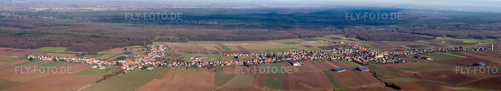 Luftbild: Panorama in Seebach im Bundesland Bas-Rhin in Frankreich. – Foto: IMG_48476-Bearbeitet.jpg vom 11.12.2011 durch Werner Riehm/FLY-FOTO.de – Auflösung des Originals: 15666 x 2853 px
