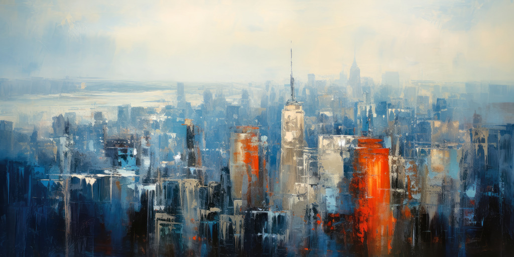 2307198 - Blick über Manhattan | Modernes abstraktes Wandbild von Manhattan, das wie ein abstraktes Gemälde wirkt.