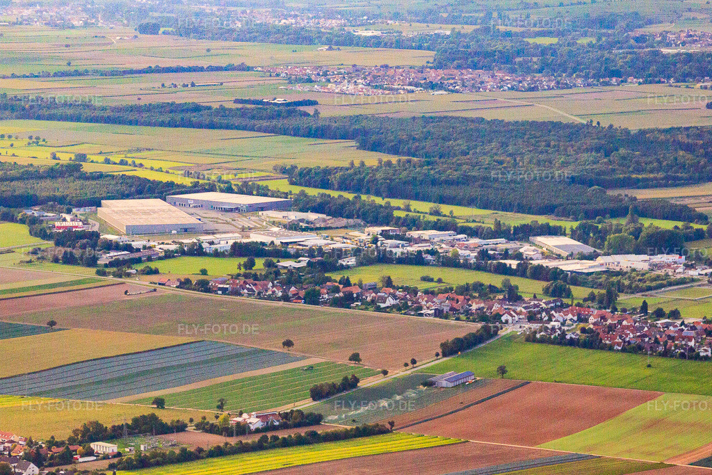Luftbild: Gewerbegebiet Horst aus Südosten im Ortsteil Minderslachen in Kandel im Bundesland Rheinland-Pfalz in Deutschland. Foto: IMG_44975.jpg vom 03.09.2011 durch Werner Riehm/FLY-FOTO.de