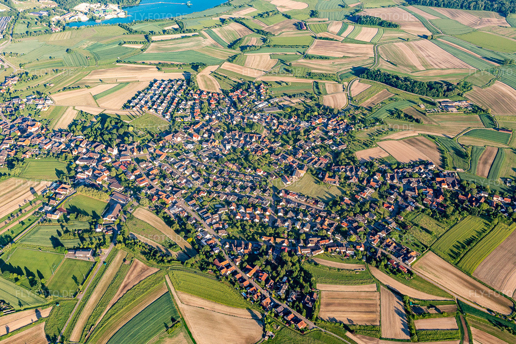 Luftbild: Ortsansicht im Ortsteil Legelshurst in Willstätt im Bundesland Baden-Württemberg in Deutschland. Foto: IMG_114969.jpg vom 01.06.2019 durch Werner Riehm/FLY-FOTO.de