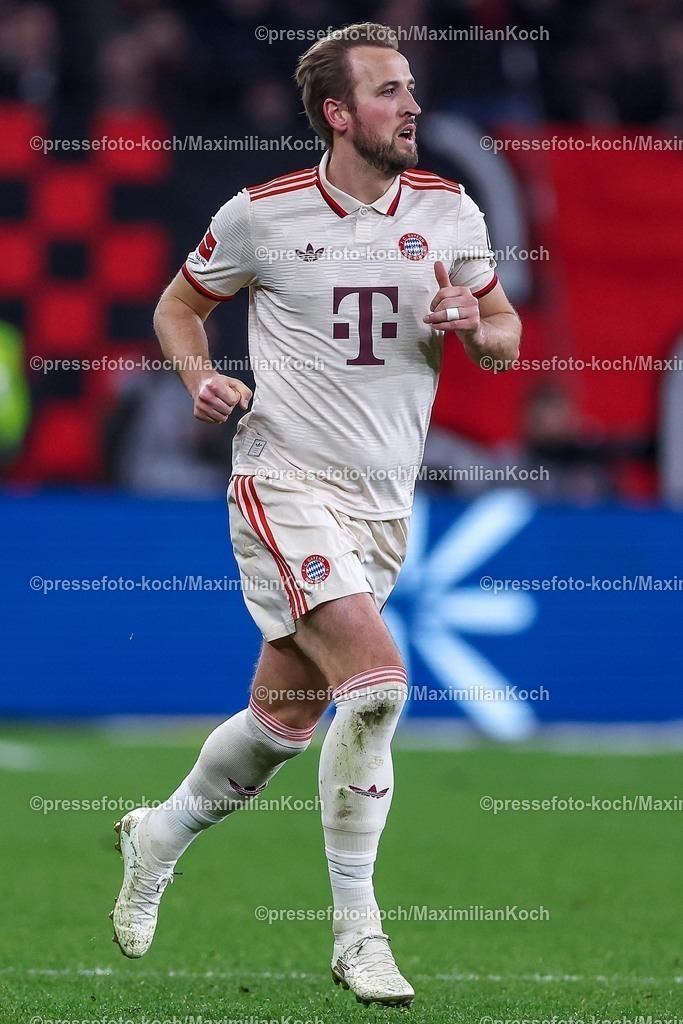 Lev15022501261 | 15.02.2025, Fußball, Bayer 04 Leverkusen - FC Bayern München, 1. Fußball Bundesliga, 22. Spieltag, BayArena, Saison 2024 2025: Harry Kane (FC Bayern #9)DFB regulations prohibit any use of photographs as image sequences and or quasi-video.