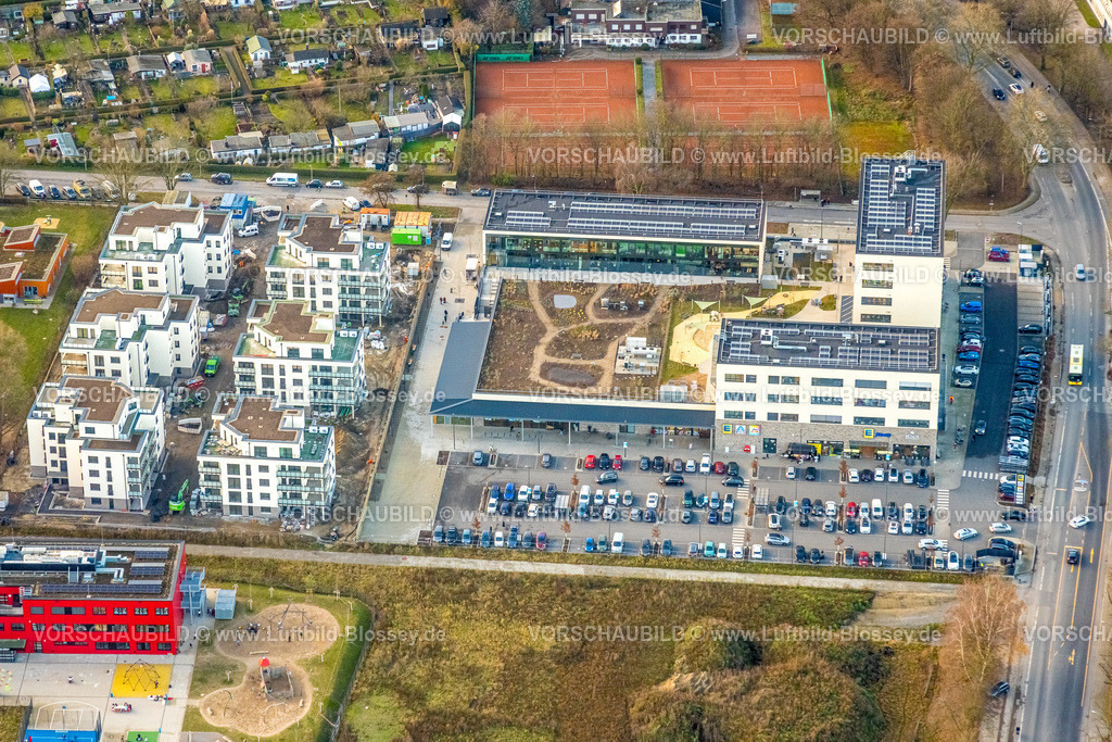 Herne251203615 | Luftbild, Kaiserquartier, Lackmanns Hof, Baustelle und Neubau Wohngebiet mit Einkaufszentrum, Baukau, Herne, Ruhrgebiet, Nordrhein-Westfalen, Deutschland