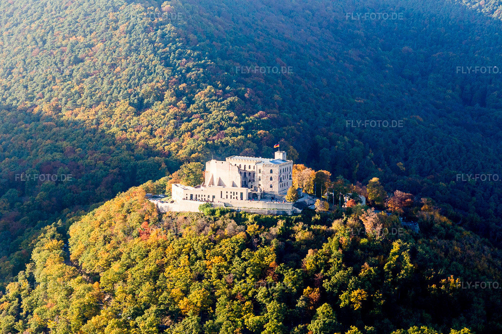 Luftbild: Hambacher Schloß im Ortsteil Diedesfeld in Neustadt im Bundesland Rheinland-Pfalz in Deutschland. Foto: IMG_095616.jpg vom 30.10.2016 durch Werner Riehm/FLY-FOTO.de
