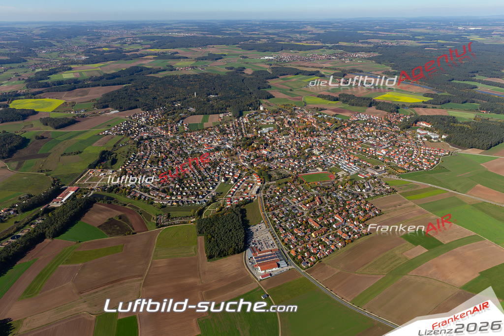 aktuelles Luftbild von  Neuendettelsau - Luftaufnahme wurde 2019 von https://frankenair.de mittels Flugzeug (keine Drohne) erstellt.