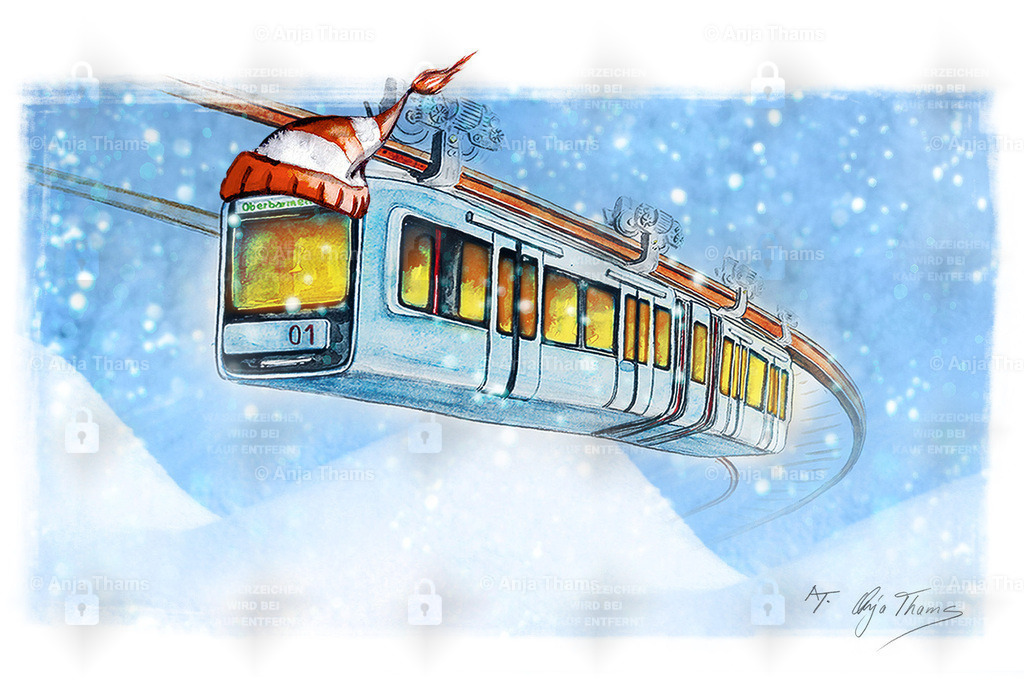 Weihnachtskarte | Einmal im Leben durch Wuppertal schweben. <br>15% Rabatt ab dem 2. Exemplar, - Realisiert mit Pictrs.com