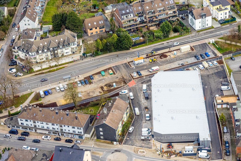 Velbert251201080 | , Luftbild, Aldi Supermarkt Wülfrather Straße und Straßenbaustelle Nevigeser Straße, Grossehöhe, Velbert, Bergisches Land, Nordrhein-Westfalen, Deutschland