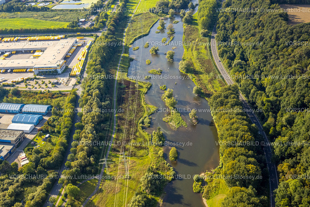 Hagen230903054 | Luftbild, Fluss Lenne Renaturierung, Lenne-Auen, Verbandsstraße, Gewerbegebiet Fley, Lennetal, Hagen, Ruhrgebiet, Nordrhein-Westfalen, Deutschland