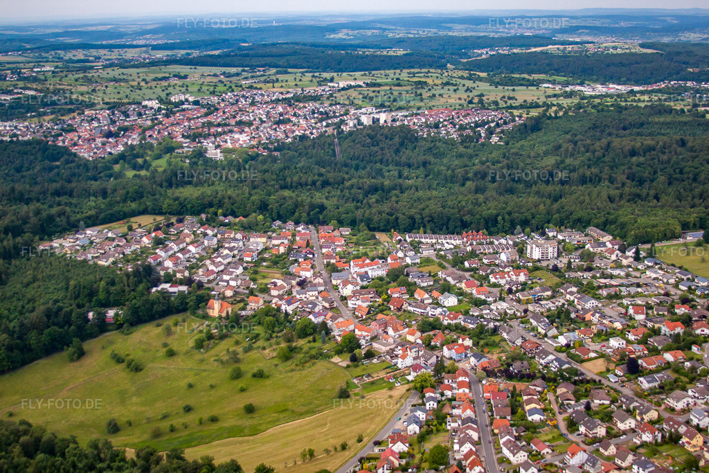 Luftbild: Ortsansicht im Ortsteil Etzenrot in Waldbronn im Bundesland Baden-Württemberg in Deutschland. Foto: IMG_66744.jpg vom 07.06.2014 durch Werner Riehm/FLY-FOTO.de