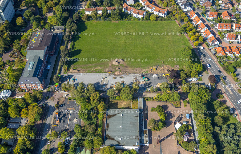 Hamm250901254 | Luftbild, Baustelle und Wiese am Freiherr-vom-Stein-Gymnasium, Uentrop, Hamm, Ruhrgebiet, Nordrhein-Westfalen, Deutschland